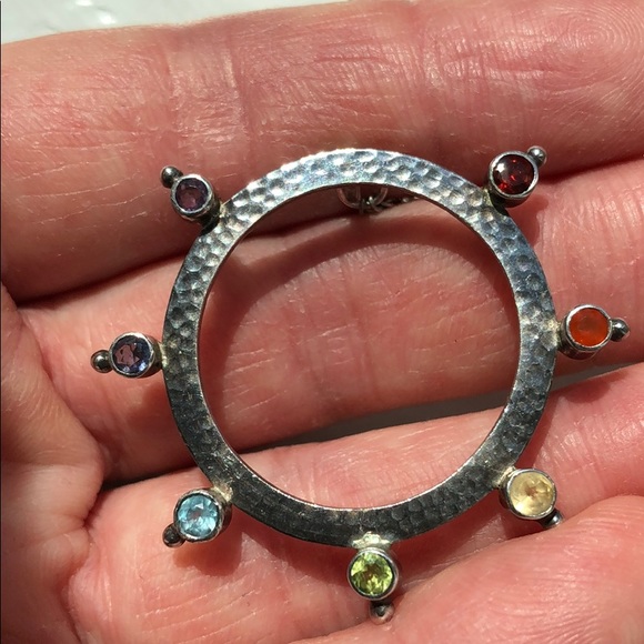 SOLD 🙌🏼 Sterling + Gemstones Chakras Circle Pendant - Picture 2 of 7
